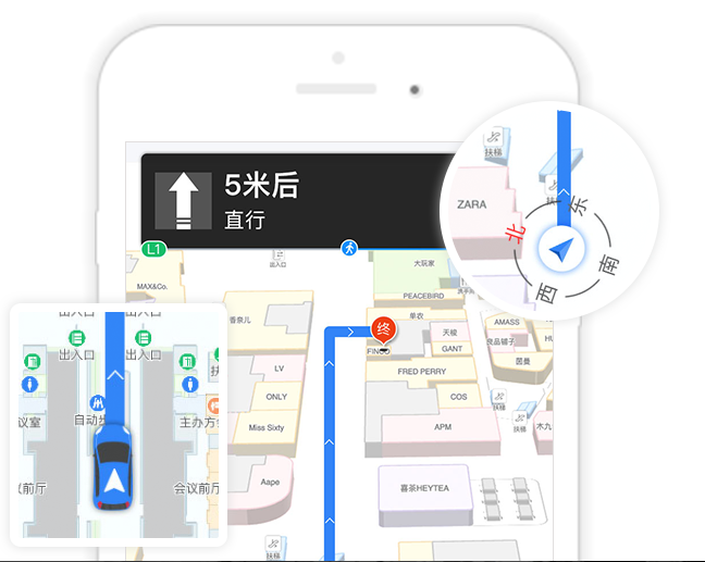 步行车行室内外导航